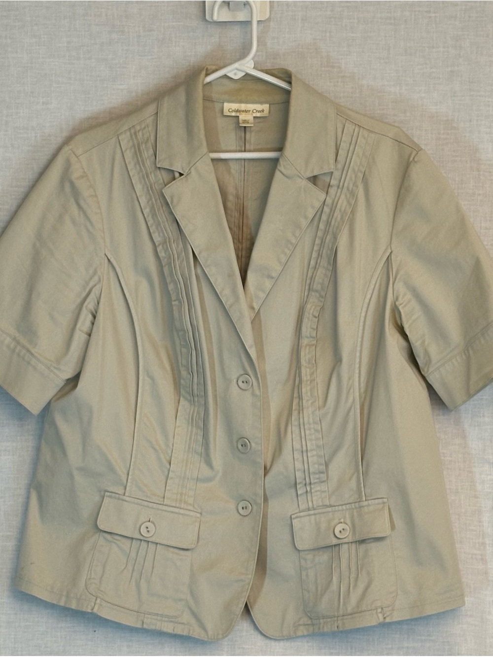 Coldwater Creek Short Sleeve Blazer in Light Beige